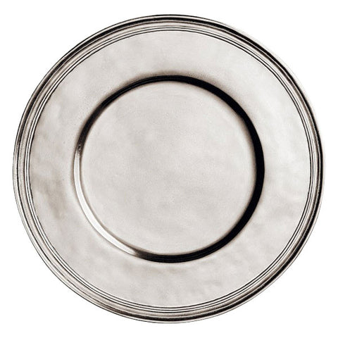 Etruria Rimmed Charger - 32 cm Diameter - Handcrafted in Italy - Pewter