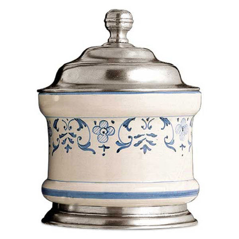 Faenza Storage Jar - 70 cl - Handcrafted in Italy - Pewter & Ceramic