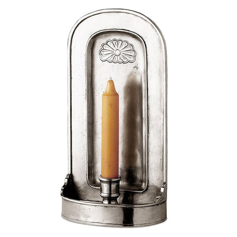 Fausto Wall Sconce Candlestick - 28 cm Height - Handcrafted in Italy - Pewter