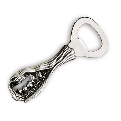 Art Nouveau-style Fiori Bottle Opener - Lily of the Valley - 11 cm - Handcrafted in Italy - Pewter & Stainless Steel