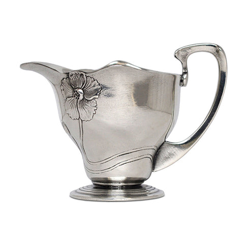 Art Nouveau-Style Fiori Primula Milk Pitcher - 8 cm - Handcrafted in Italy - Pewter/Britannia Metal