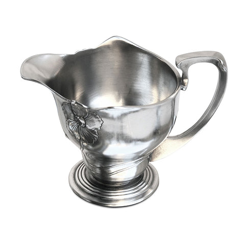 Art Nouveau-Style Fiori Primula Milk Pitcher - 8 cm - Handcrafted in Italy - Pewter/Britannia Metal