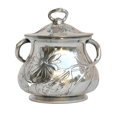 Art Nouveau-Style Fiori Daisy Sugar Pot - 11 cm - Handcrafted in Italy - Pewter/Britannia Metal