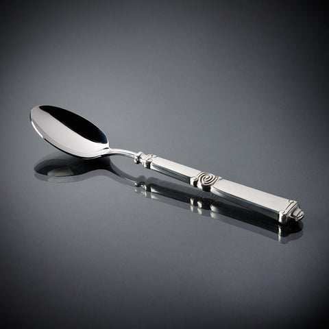 Fjord Dessert Spoon Set (Set of 6) - 22 cm Length - Handcrafted in Italy - Pewter & Stainless Steel