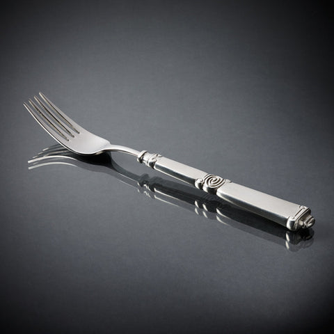 Fjord Dinner Fork Set (Set of 6) - 22 cm Length - Handcrafted in Italy - Pewter & Stainless Steel
