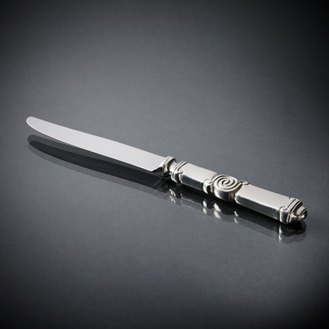 Fjord Forged Dinner Knife Set (Set of 6) - 22 cm Length - Handcrafted in Italy - Pewter & Stainless Steel