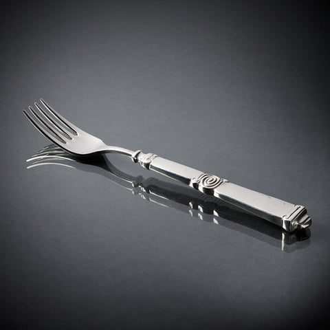 Fjord Salad Fork Set (Set of 6) - 20 cm Length - Handcrafted in Italy - Pewter & Stainless Steel