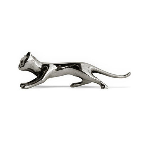 Art Nouveau-Style Gatto Cat Knife Rest - 10.5 cm Length - Handcrafted in Italy - Pewter