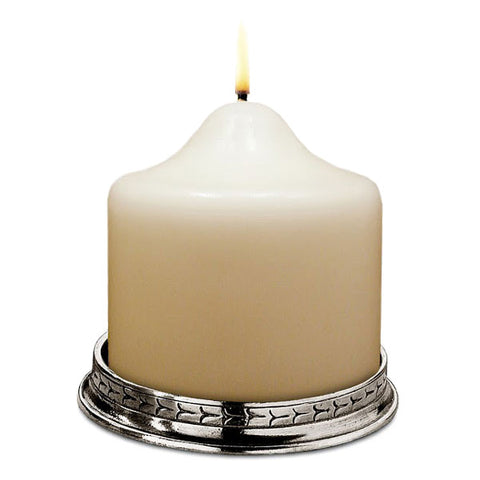 Glicerio Pillar Candle Base - 10 cm Diameter - Handcrafted in Italy - Pewter