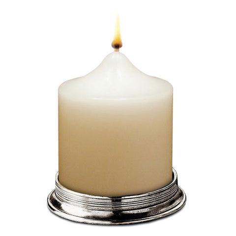 Glicerio Pillar Candle Base - 7.5 cm Diameter - Handcrafted in Italy - Pewter