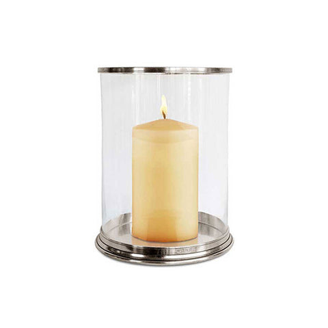 Irene Hurricane Lamp - 33 cm Height - Handcrafted in Italy - Pewter & Glass