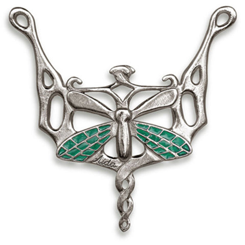 Libellula Dragonfly Pendant (Peridot) - 8 cm - Handcrafted in Italy - Pewter/Britannia Metal