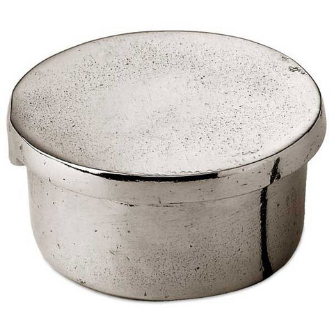 Libio Box/Tea Light Holder - Plain Lid - 5 cm Diameter - Handcrafted in Italy - Pewter