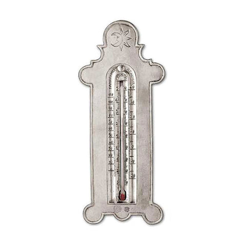 Linneo 3 Scale Thermometer - 19 cm Height - Handcrafted in Italy - Pewter & Glass