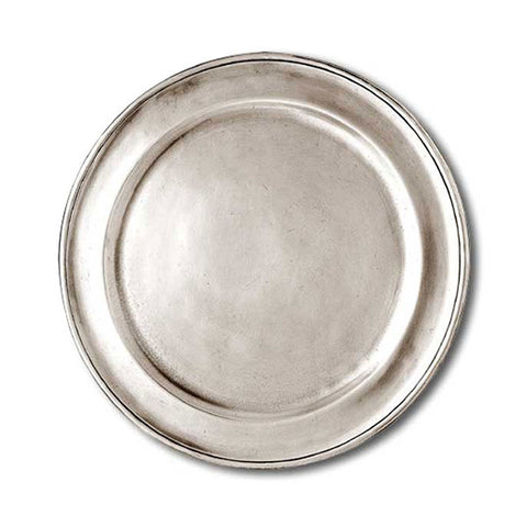 Lombardia Plate (Set of 2) - 23 cm Diameter - Handcrafted in Italy - Pewter