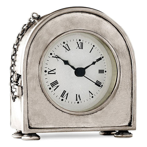 Lombardia Table Clock - 12.5 cm Height - Handcrafted in Italy - Pewter
