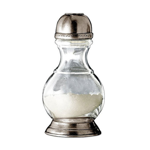 Lucca Salt/Pepper Shaker - 17 cm Height - Handcrafted in Italy - Pewter & Glass