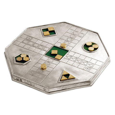 Ludo 'Ludo' Game - 24 cm x 24 cm - Handcrafted in Italy - Pewter