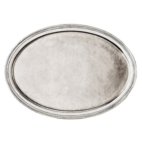 Loreto Oval Tray - 52 cm x 36.5 cm - Handcrafted in Italy - Pewter
