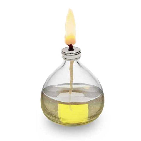 Luceo Oil Lamp - 8.5 cm Height - Handcrafted in Italy - Pewter & Glass