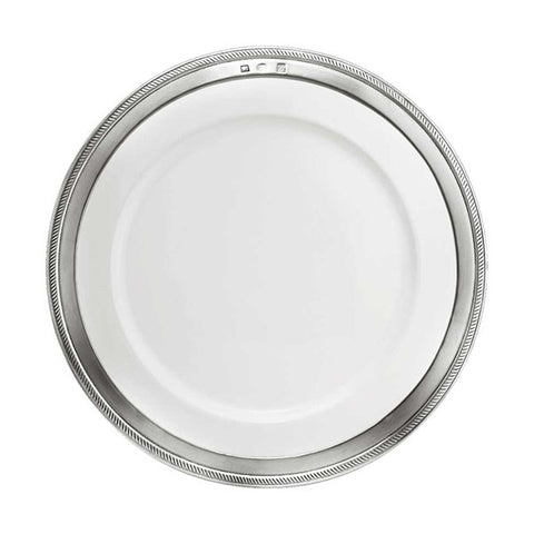 Luisa Dinner Plate - White - 28 cm Diameter - Handcrafted in Italy - Pewter & Ceramic