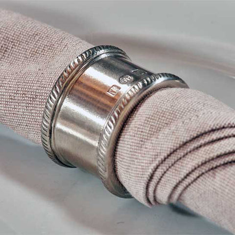Luisa Round Napkin Ring (Set of 2) - 5 cm - Handcrafted in Italy - Pewter