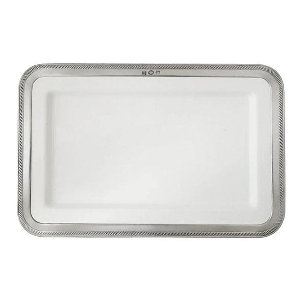 Luisa Rectangular Serving Platter 38 cm x 24 cm Handcrafted in Italy  Pewter Ceramic