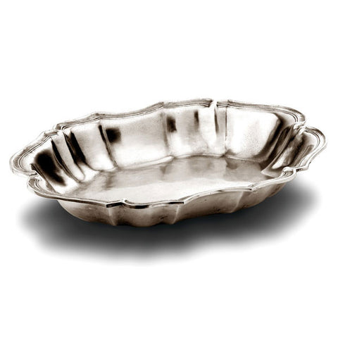 Malta Oval Bowl - 34 cm x 25 cm - Handcrafted in Italy - Pewter