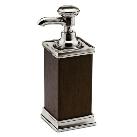 Milano Soap Dispenser - 18.5 cm Height - Handcrafted in Italy - Pewter & Wood