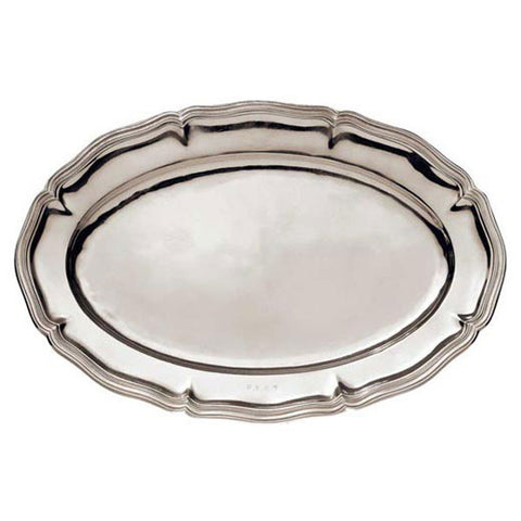 Modica Oval Fluted Tray - 57 cm x 38 cm - Handcrafted in Italy - Pewter