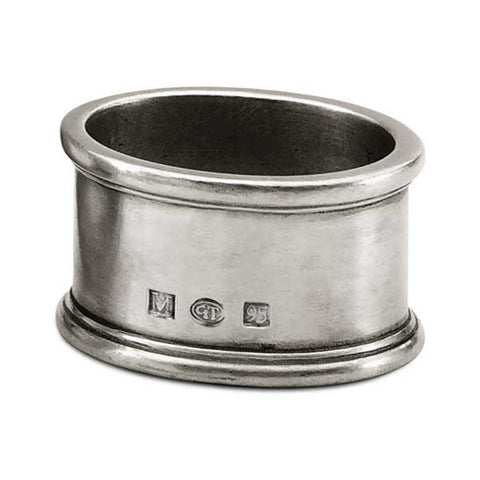 Medieval Oval Napkin Ring (Set of 2) - 5.5 x 4.5 cm - Handcrafted in Italy - Pewter