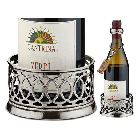Napoli Pewter Wine Bottle Coaster - Handcrafted in Italy - Pewter
