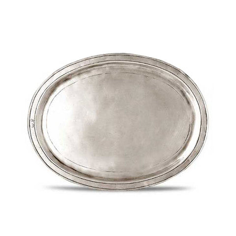 Orvieto Oval Tray - 24 cm x 18.5 cm  - Handcrafted in Italy - Pewter