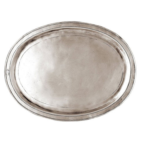 Orvieto Oval Tray - 38 cm x 28 cm  - Handcrafted in Italy - Pewter