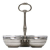 Osteria Condiment Holder (with handle & glass inserts) - 18.5 cm Diameter - Handcrafted in Italy - Pewter & Glass