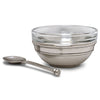 Osteria Single Condiment Holder (with glass insert & spoon) - 9 cm Diameter - Handcrafted in Italy - Pewter & Glass