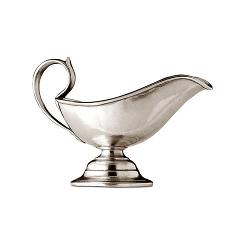Orvieto Gravy Boat - 15.5 cm x 8.5 cm - Handcrafted in Italy - Pewter