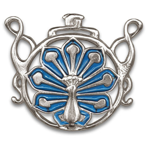 Pavone Peacock Pendant (Sapphire) - 6.5 cm - Handcrafted in Italy - Pewter/Britannia Metal