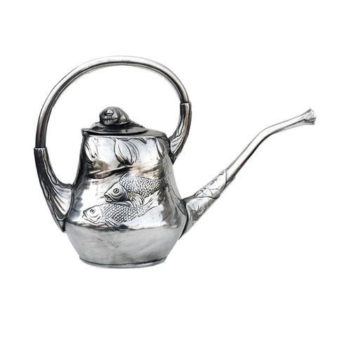 Art Nouveau-Style Pesce Tea Pot - 20.5 cm - Handcrafted in Italy - Pewter/Britannia Metal
