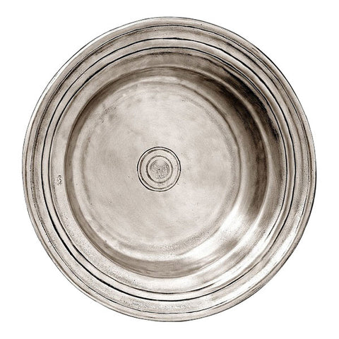 Piemonte Round Incised Bowl - 34 cm Diameter - Handcrafted in Italy - Pewter