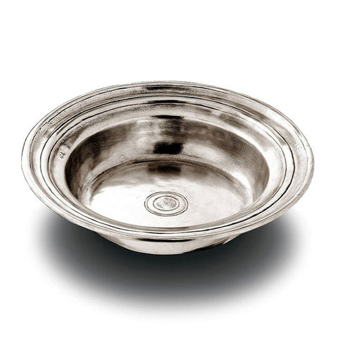 Piemonte Round Incised Bowl - 26.5 cm Diameter - Handcrafted in Italy - Pewter