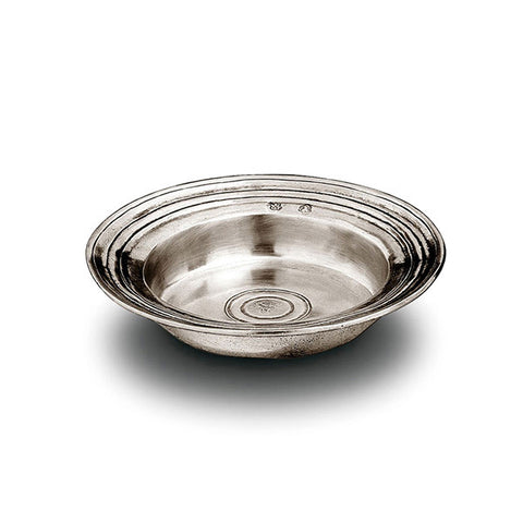 Piemonte Round Incised Bowl - 16 cm Diameter - Handcrafted in Italy - Pewter