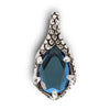 Tear of Light Pendant (Sapphire) - 5.5 cm - Handcrafted in Italy - Pewter & Crystal Glass