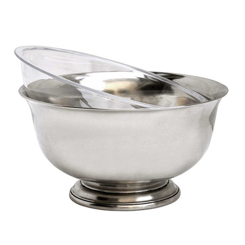 Revere Footed Bowl & Flower Insert - 21.5 cm Diameter - Handcrafted in Italy - Pewter