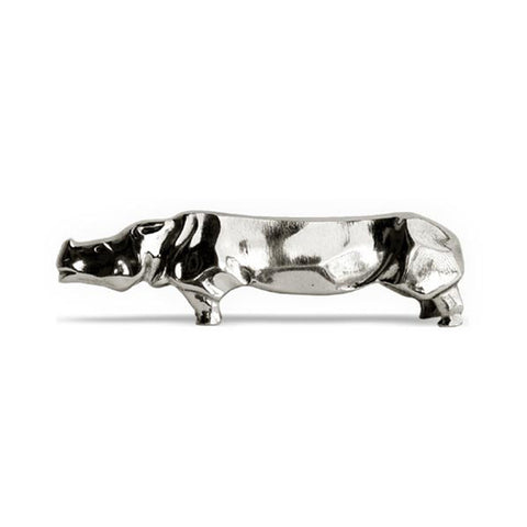 Art Nouveau-Style Hippopotamus Knife Rest - 8.5 cm Length - Handcrafted in Italy - Pewter
