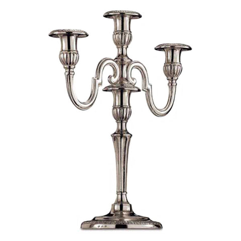 Roma 3 Flame Candelabra - 35.5 cm Height - Handcrafted in Italy - Pewter