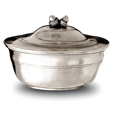 Rovereto Acorn Lidded Bowl - 8 cm Height - Handcrafted in Italy - Pewter