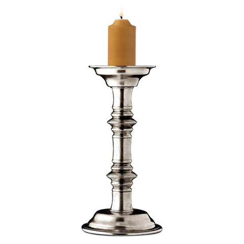 San Paolo Pillar Candlestick - 27 cm Height - Handcrafted in Italy - Pewter