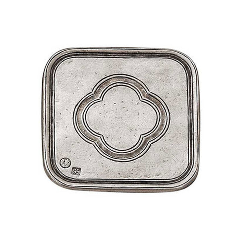 San Pietro Square Coaster (Set of 2) - 9.5 cm x 9.5 cm - Handcrafted in Italy - Pewter