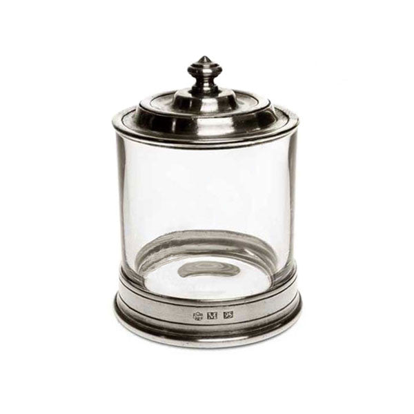 Sirmione Cotton Bud Jar 13 cm Height Handcrafted in Italy Pewter